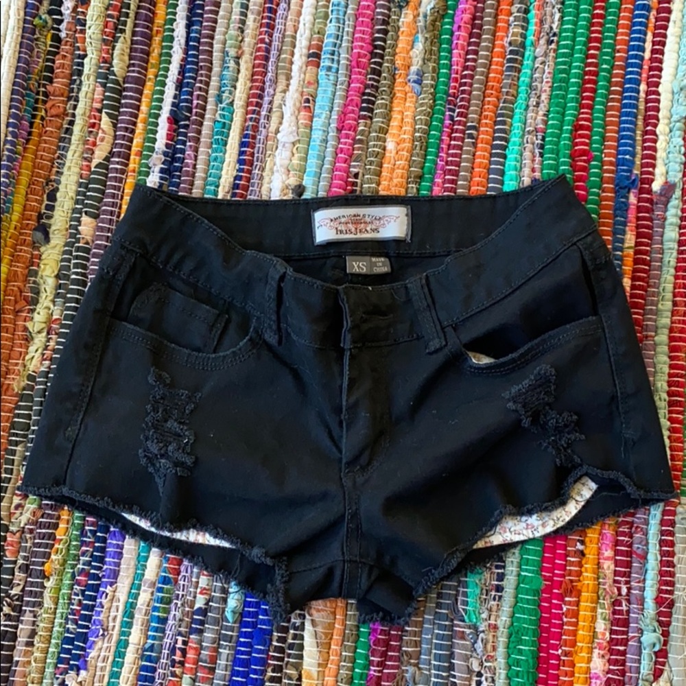 Black cutoff shorts